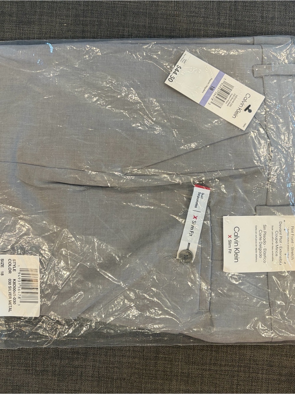 Calvin Klein Men’s Light Gray Slim Fit Chinos
